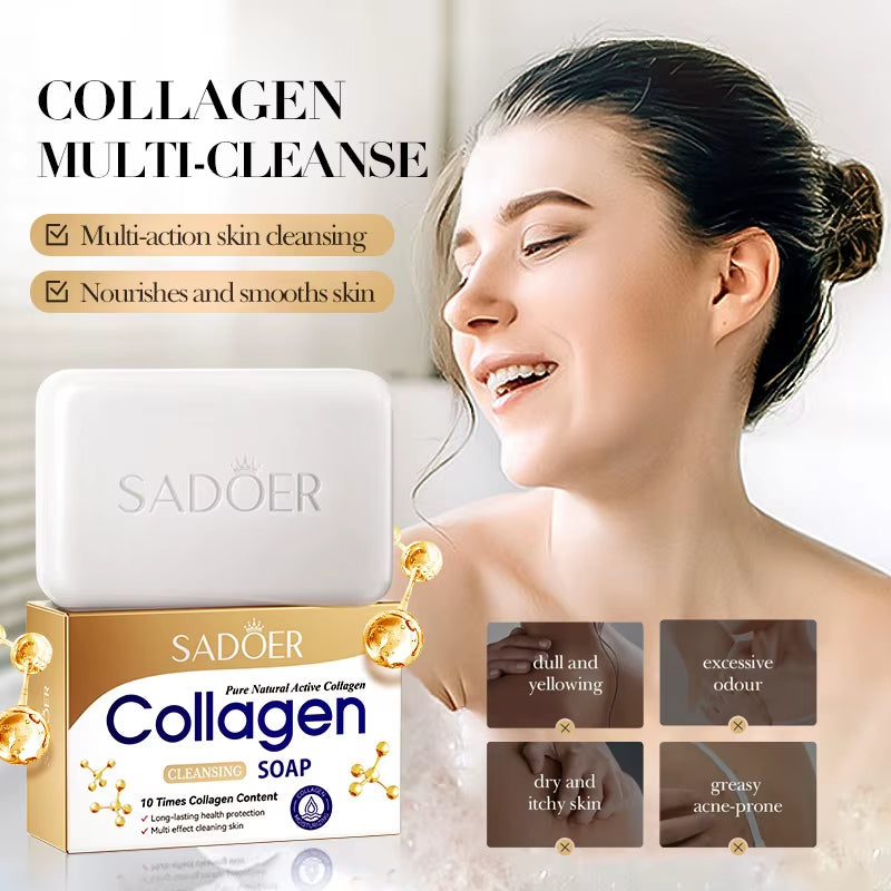 Aloe Facial Soap Collagen Face Wash Foam Facial Cleanser Moisturizing Hydrating Oil Control Body Bathing Handmade Soap