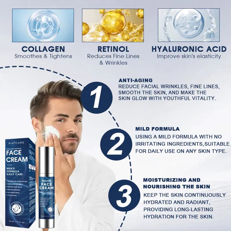Men'S Collagen Face Cream High HA Anti-Aging Portable Moisturizing Cream Retinol anti Wrinkle Skincare Products for Daily Use
