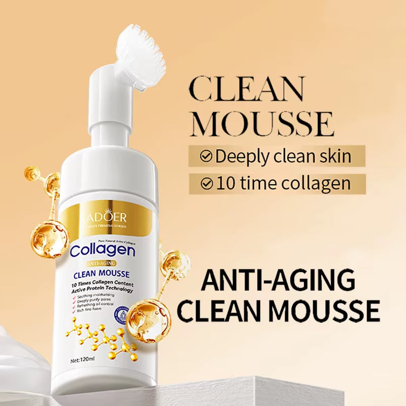 Collagen Facial Cleanser Mousse Deep Cleansing Skincare Moisturizing Firming Face Wash Foam Cleanser Skin Care Products