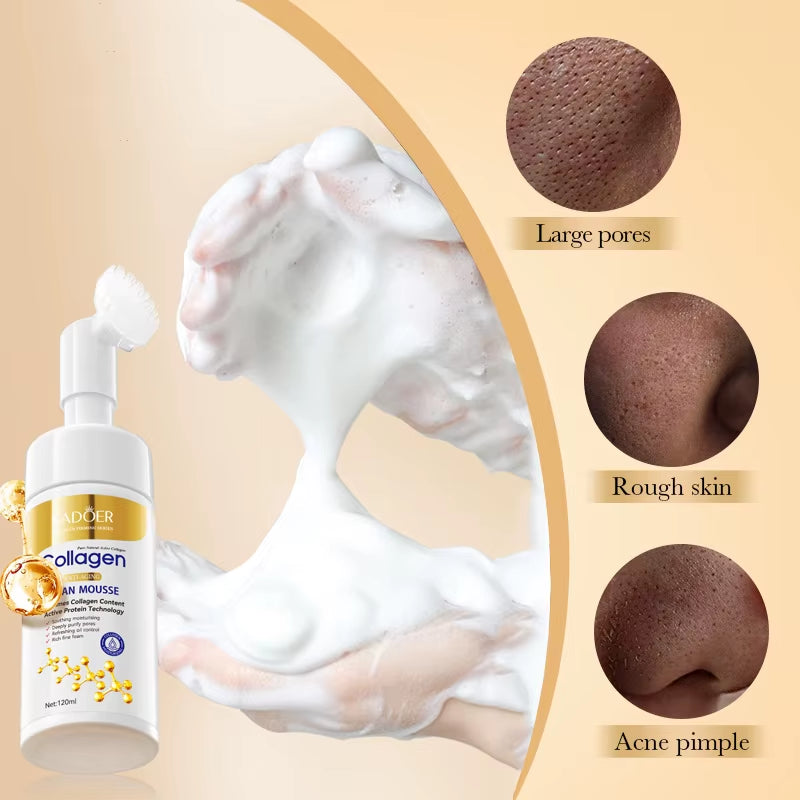 Collagen Facial Cleanser Mousse Deep Cleansing Skincare Moisturizing Firming Face Wash Foam Cleanser Skin Care Products